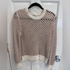 Derek Lam cream and gold open weave sweater in size small.